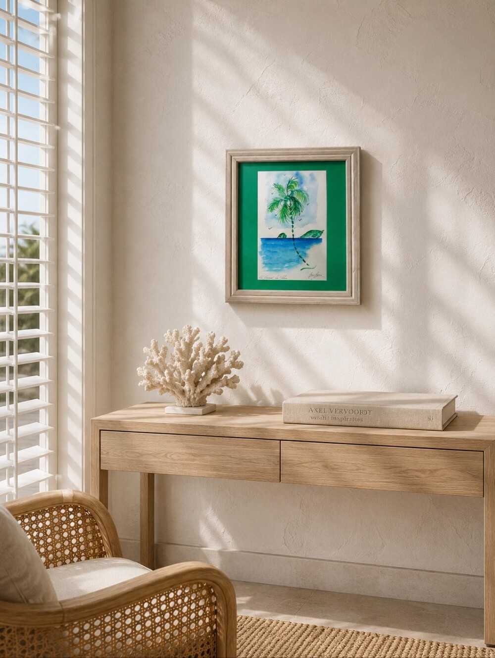 Renée Reĝnice Original Watercolor Le Diamant des Salines Martinique